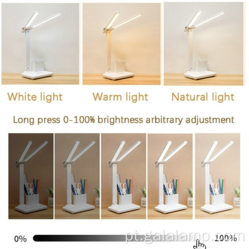 Lâmpada de mesa moderna com controle de toque de cabeça dupla